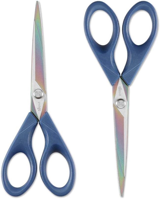 LIVINGO Scissors 7 Inch All Purpose Titanium Scissors Bulk 2 Pack, Left/Right Handed, Forged Stainless Steel Sharp Blade Shears Multipurpose for Home Offce School Student Sewing Fabric Craft Supplies