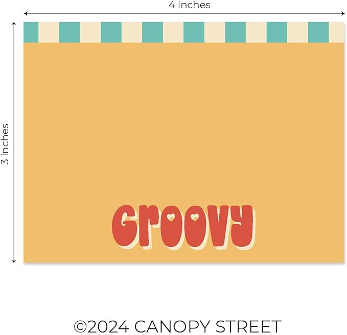 Retro Sticky Note Pads / 4" x 3" Groovy Sticky Notes/Set of 6 Pads / 50 Sheets Per Pad/Trendy Gift Idea/Made in The USA