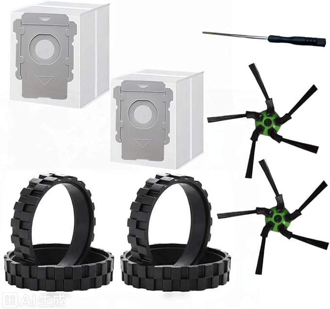 roomba Wheel Replacement for iRobot Roomba s9 (9150) and s9+ (9550) Series Robot Vacuums (Includes 2 Side Brushes, 4 Drive Wheels, 2 Dust Bags, 1 Screwdriver)