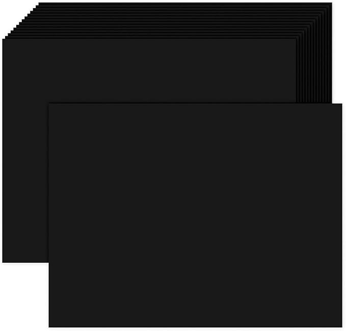 100 Pack Black Cardstock 5x7 Blank Card Thick Paper, Goefun 80lb Flat Card Stock Printer Paper for Halloween Cards, Invitations, Postcards, Photos, DIY