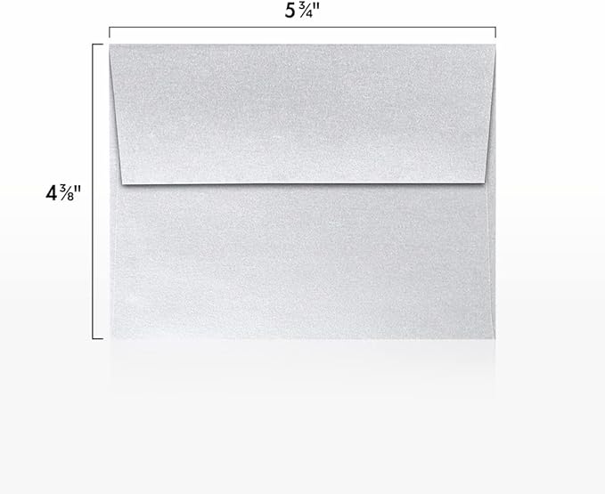 LUXPaper A2 Invitation Envelopes | Peel & Press | 4 3/8" x 5 3/4" | Silver Metallic | 80lb. Text | 50 Qty