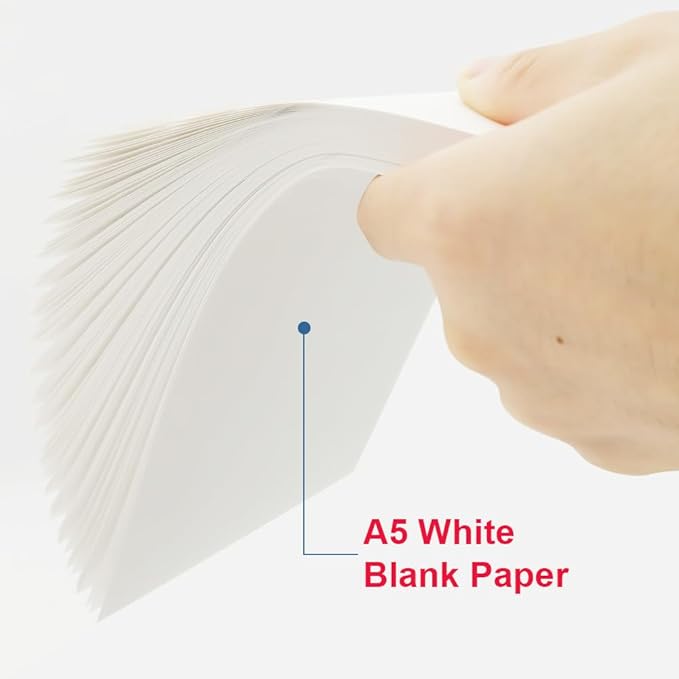 (5-Pack) Half Letter Blank Paper, 500 Sheets/1000 Pages Printer Paper, Copy Papers, 100gsm, White, 5.8'' x 8.2''
