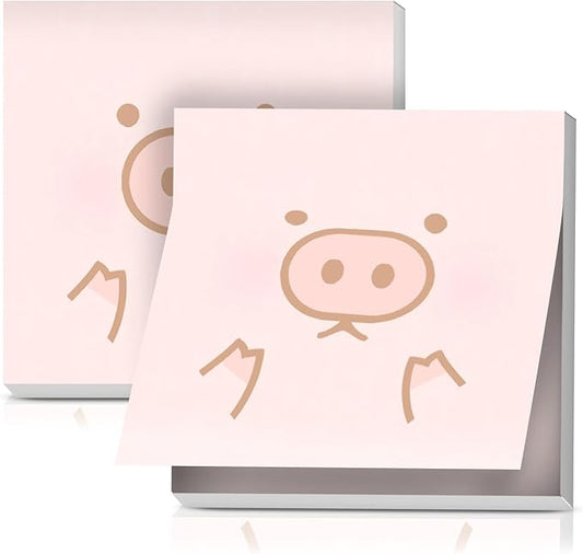 2 Pack Sticky Notes 3x3 Inches, Bright Cute Strong Sticking Power, Easy to Post for Home, Office, 80sheets/Pads, Fashion Pig Face