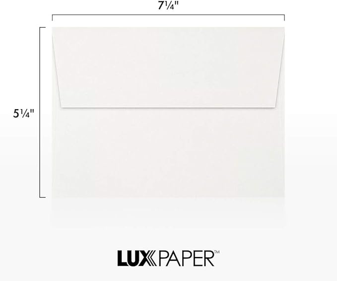 LUXPaper A7 Invitation Envelopes | Peel & Press | 5 1/4" x 7 1/4" | White | 24lb. Text | 50 Qty