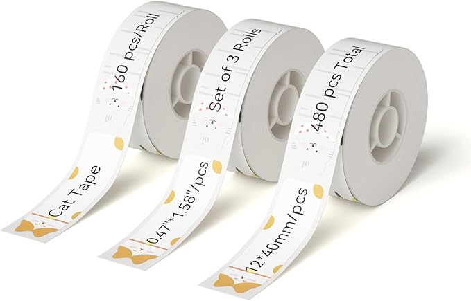 NIIMBOT Thermal Label 3 Rolls Set Home School Office Storage and Organization for NIIMBOT D11 D110 D101 H1S Label Maker (1240CAT)