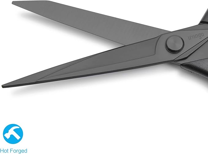 LIVINGO 9.5” Sharp Fabric Scissors, All Purpose Heavy Duty Titanium Coated Premium Forged Stainless Steel Tailor Dressmaking Sewing Shears Comfort for Cutting Leather, Crafting Home Office Use, Black