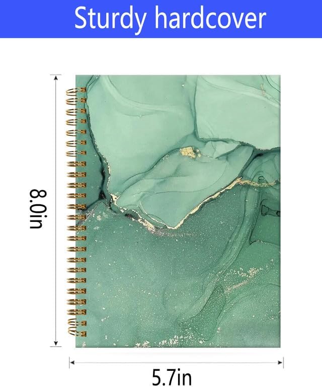 Spiral Journal Notebook,A5 Hardcover Lined Journals for Women Girl 6 x 8.3 in,120 Pages Thick Paper,Cute College Ruled Writing Notebook for Gifts Office Work School(Beautiful Green Marble)