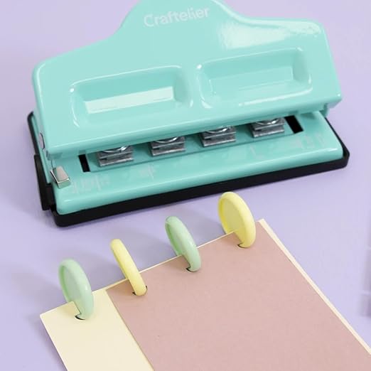 Craftelier - 4 Disc Planner Hole Punch | Adjustable Hole Puncher for Discbound Notebooks & Journaling Supplies | Punches up to 3 Sheets of 90 g/m2 | Aprox. Size 5.75" x 3.14" x 2.95"