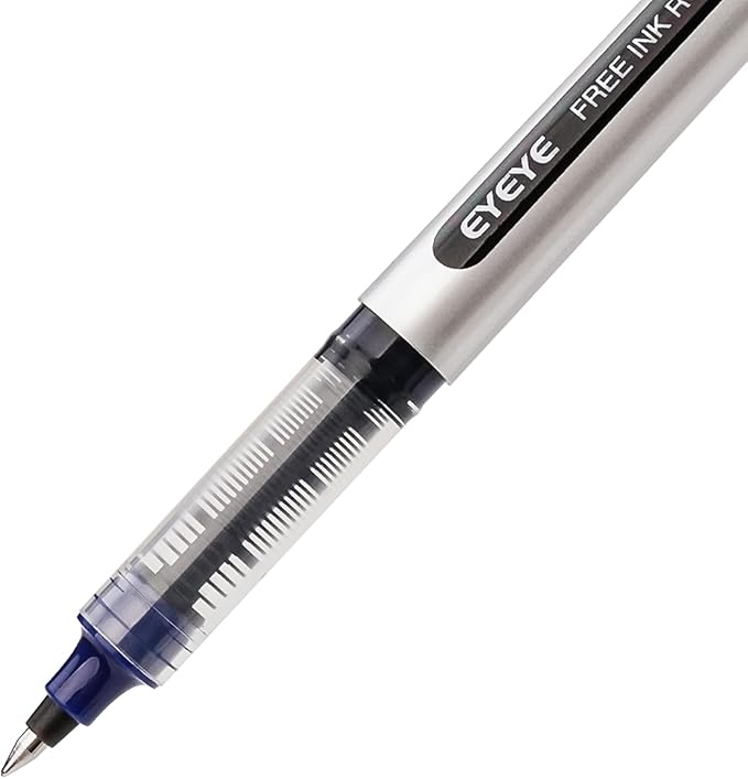EYEYE 0.5mm Rollerball Pens Blue, 50 Pack Extra Fine Point Liquid Ink Roller Ball Pen Quick Dry, Blue Ink Pens Fine Point Smooth Writing Pen for Journaling, Note Taking, Office, School Supplies