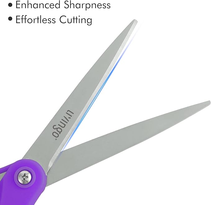 LIVINGO Sharp Scissors Bulk - 8” Scissors Set Pack of 36, Comfort Grip Shears All Purpose Cutting Paper Fabric Sewing for Home Office Middle High School Teacher Student Classroom Crafts Supplies