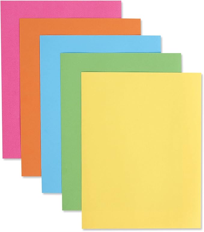 Bold Color Paper Pack of 150 (30 of Each Color), 8-1/2-x-11 Inches, 110 GSM 29 lb Colorful Multipurpose Computer Printer Paper