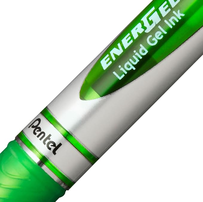 Pentel EnerGel RTX Retractable Liquid Gel Pen, (0.7mm) Metal Tip, Medium Line, Lime Green Ink, 12 pack (BL77-K)