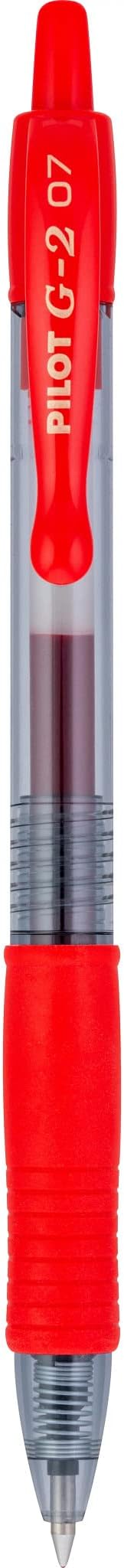 Pilot G2 Premium Gel Roller Pens, Fine Point 0.7 mm, Red, Pack of 8 - Ideal for School, Journaling & Office Writing