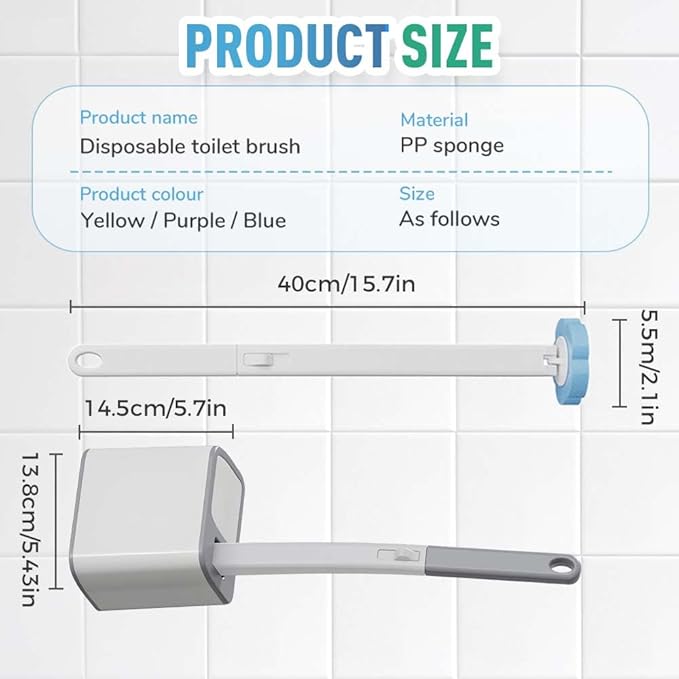 Disposable Toilet Brush, Disposable Toilet Cleaning Tool Set with Holder & Refills, Toilet Brush Holder with Extended Handle and 18 Pcs Brush Refills for Bathroom (Lavender Flavor - Brush Head Only)