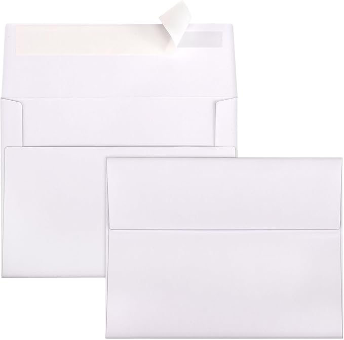 A2 Envelopes Self Seal 500 Pack - 4-3/8 x 5-3/4 White Invitation Envelopes Bulk for Postcard, Wedding, RSVP, Thank You Notes, Announcements, Greeting Cards, Photos