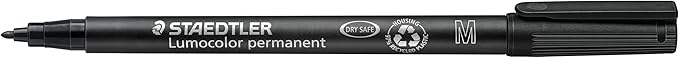 STAEDTLER Lumocolor Universal Pen, Medium, Felt Tip, Permanent Marker, 1.0mm, Black 317-8