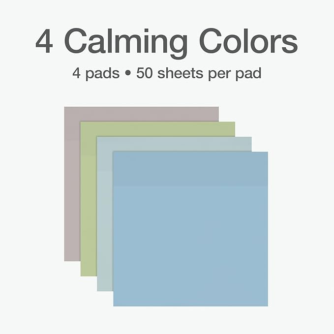 Redi-Tag Translucent Sticky Notes, Transparent Self-Stick Notes, 3" x 3", Calming Colors, 4 Pads, 50 Notes Per Pad, 200 Sheets (1006592)