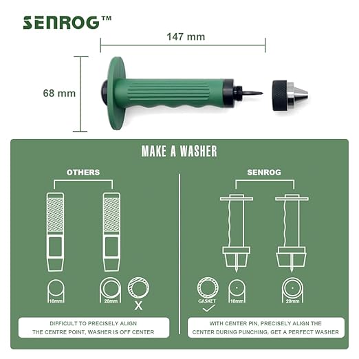 12 in 1 Gasket Punch Set with Sharp Leather Hole Punches, Hollow Punch Set for Leather, 3/16'' to 1-1/4'' Hole Punch Kit with Handle