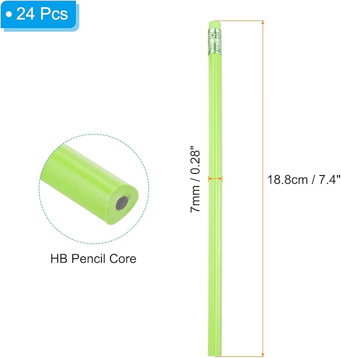 PATIKIL Round Pencils, 24 Pcs Triangle HB Graphite Pencil Wooden Pencils with Eraser for Classroom Office Writing Drawing Supplies, Dark Green