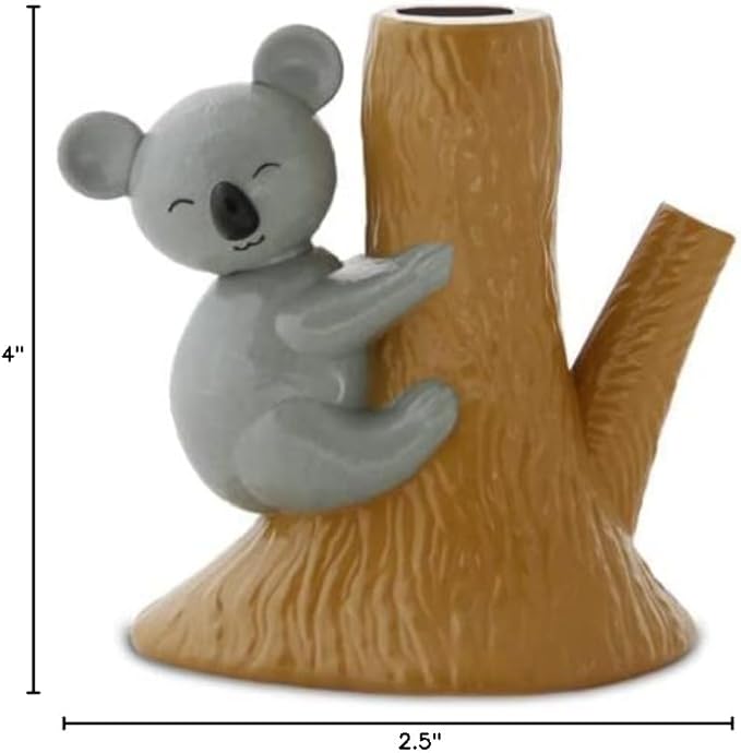 Amazeko Scissors with Animated Koala Holder, 8.5” Stainless Steel Blades, Comfortable Soft Air Grip Handles, Fun Animal Desk Decor with Non-Slip Weighted Tree Base