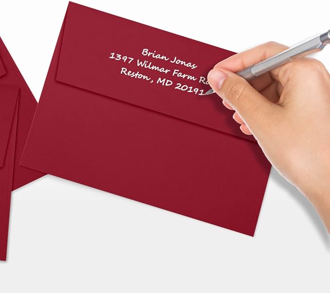 LUXPAPER A7 Invitation Envelopes for 5 x 7 Cards in 80 lb. Garnet, Printable Envelopes for Invitations, w/Peel and Press Seal, 1000 Pack, Envelope Size 5 1/4 x 7 1/4 (Red)