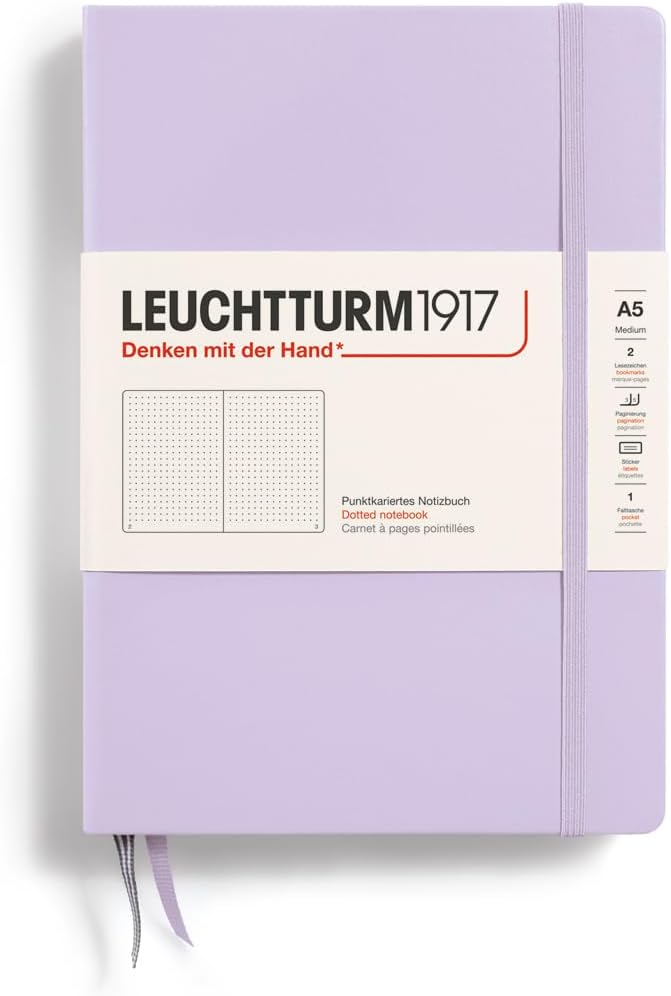 LEUCHTTURM1917 - Notebook Hardcover Medium A5-251 Numbered Pages for Writing and Journaling (Lilac, Dotted)
