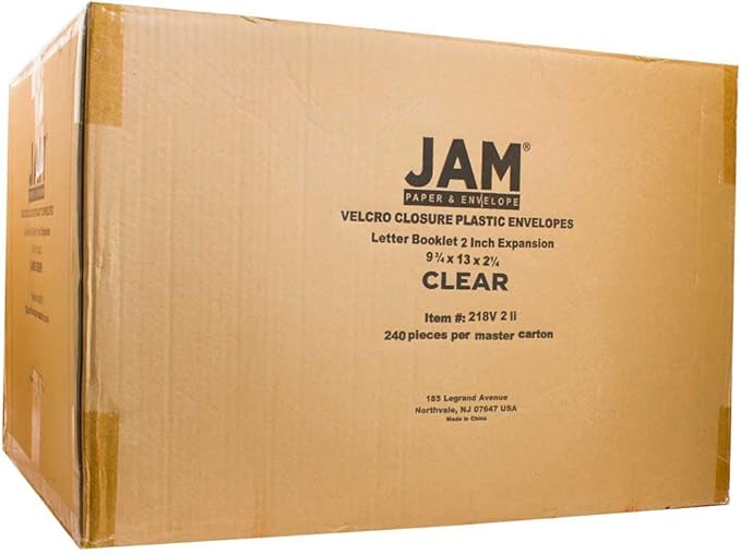 JAM PAPER Plastic Expansion Envelopes with Hook & Loop Closure - Letter Booklet - 9 3/4 x 13 with 2 Inch Expansion - Clear - 3/Pack