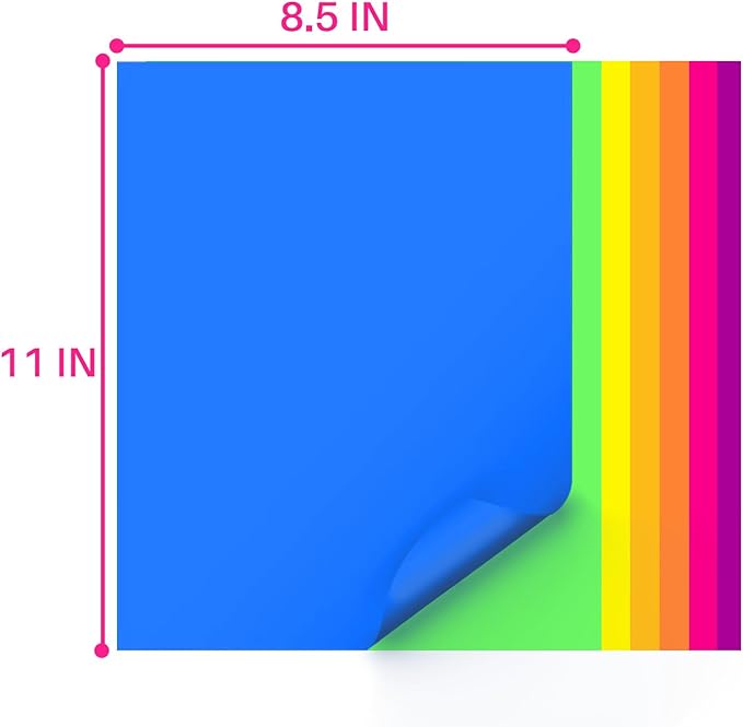 Colored Copy Paper 8.5X11 Inches,140 Sheets 20 lb/80GSM 7 Colors Neon Fluorescent Letter Size Printer Multipurpose Paper for Office School Education Daily Printing,Document Copying,Study