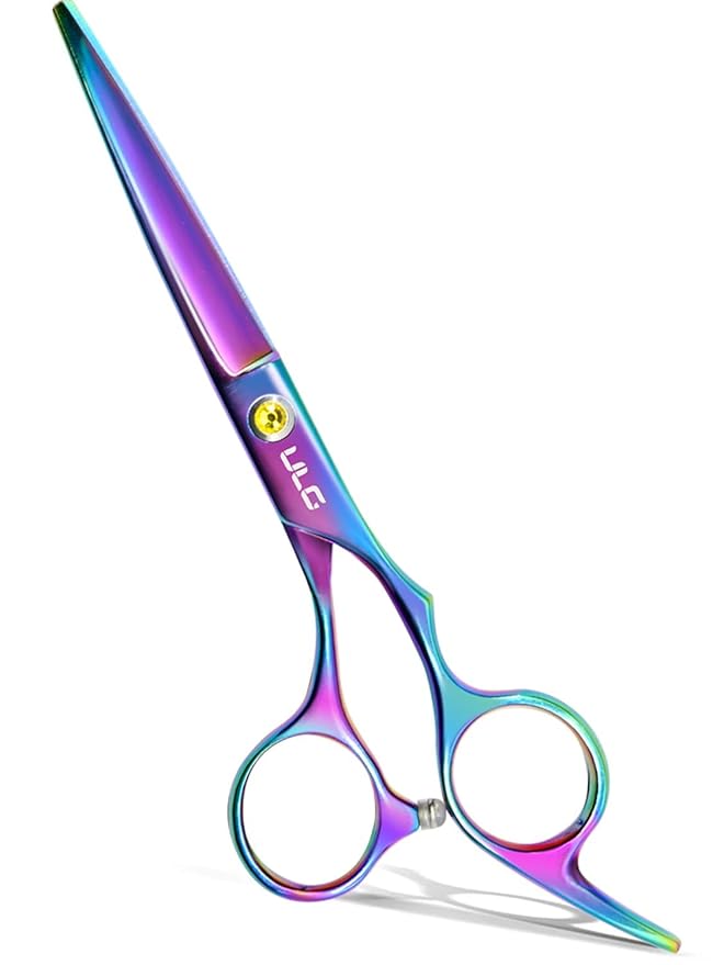 ULG Hair Cutting Scissors, Professional Hair Scissors 6.5 inch Right-Hand Razor Edge Barber Shears Salon Hair Cutting Shears Made of Japanese Stainless Steel, Hand Sharpened Rainbow
