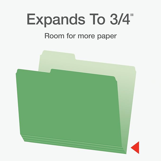 Pendaflex File Folders, Two-Tone Assorted Colors, Letter Size, 1/3 Cut Tabs, Office Organization, Box of 100 Folders (1006535)