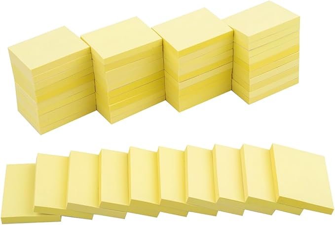 (50 Pads) Sticky Notes 1.5x2, Sticky Pads, Recyclable, Self-Stick Pads, Easy to Post for Home, Office, Notebook (yeelow)