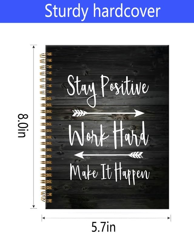 Spiral Journal Notebook,A5 Hardcover Lined Journals for Women Girl 6 x 8.3 in,120 Pages Thick Paper,Cute College Ruled Writing Notebook for Gifts Office Work School(Stay Positive Motivational)