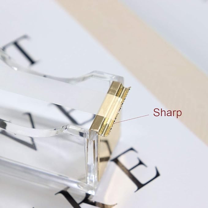 Stapler and Tape Dispenser Kit Acrylic Desk Organize Accessories Scissors Clear Tape Dispenser Gold Stapler Office Supplies