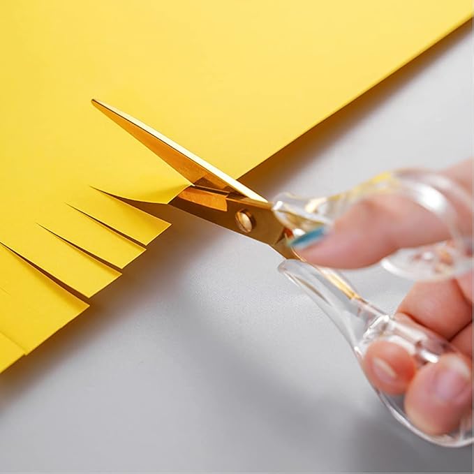 Gold Scissors, Stainless Steel Blade with Acrylic Handle, All Purpose Scissor for Office, School, Home, Fabric Shears, Tijeras (6.3" Gold)