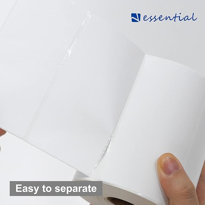 ESSENTIAL 4"x 2" (101mm × 50mm) Direct Thermal Barcode Labels, Shipping Labels, Compatible with Zebra & Rollo Label Printer, 750 Labels of Roll (12 Rolls, 9000 Labels)