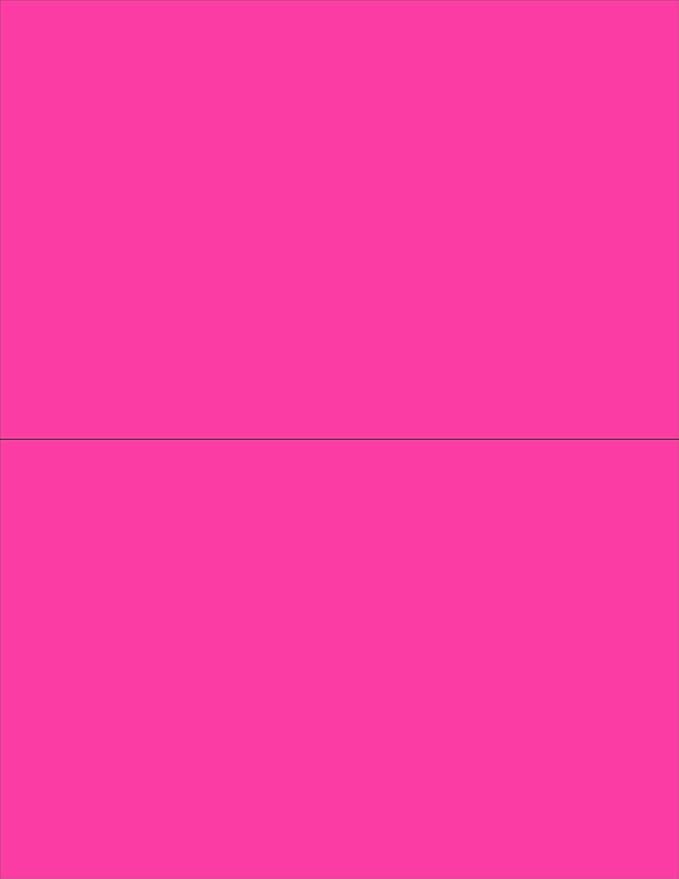 NextDayLabels - 8-1/2 x 11 Neon Color High Light Fluorescent Labels for Laser & Inkjet Printer (Pink Fluorescent, 8-1/2" x 5-1/2" - 2 Per Page | 50 Labels)