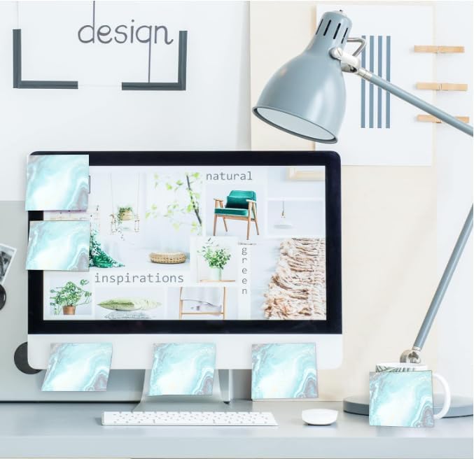 2 Pack Sticky Notes 3x3 Inches, Bright Cute Strong Sticking Power, Easy to Post for Home, Office, 80sheets/Pads, Blue Marble