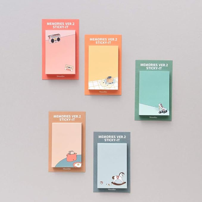 Monolike Memories Ver.2 Sticky-it - 5p Set Self-Adhesive Memo Pad 50 Sheets