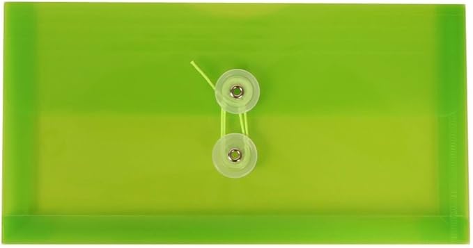 JAM PAPER Plastic Envelopes with Button & String Tie Closure - #10 Business Booklet - 5 1/4 x 10 - Assorted Colors - 6/pack