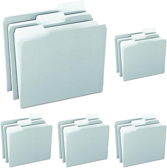 Pendaflex Two-Tone Color File Folders, Letter Size, 1/3 Cut, Gray, 100 Per Box (152 1/3 GRA) | (Pack of 5)