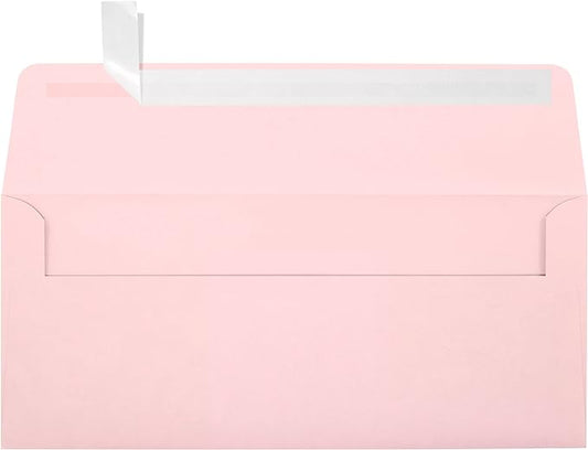 LUXPaper #10 Business Envelopes | Peel & Press | 4 1/8" x 9 1/2" | Candy Pink | 80lb. Text | 500 Qty
