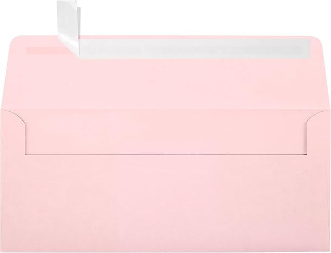 LUXPaper #10 Business Envelopes | Peel & Press | 4 1/8" x 9 1/2" | Candy Pink | 80lb. Text | 250 Qty