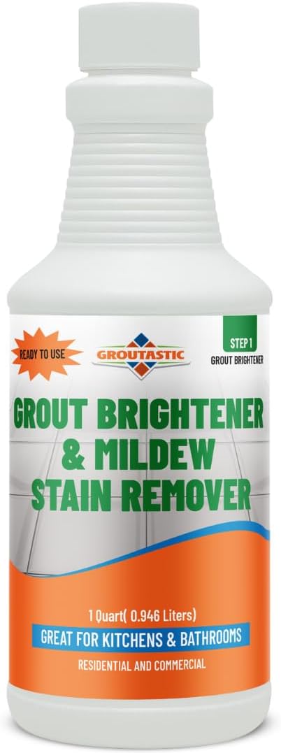 Groutastic Mildew Stain Remover – Powerful Mold & Mildew Cleaner for Tile, Grout, Showers & Bathrooms – Removes Black Stains & Soap Scum – Fast Acting, Professional Strength Cleaner