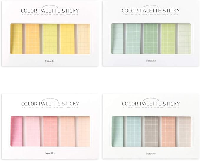 Monolike Color Palette Sticky Grid 500 C Set 4p - Self-Adhesive Memo Pad 30 Sheets