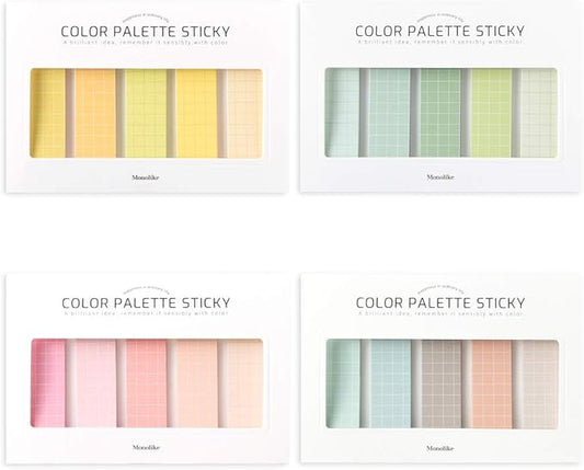 Monolike Color Palette Sticky Grid 500 C Set 4p - Self-Adhesive Memo Pad 30 Sheets