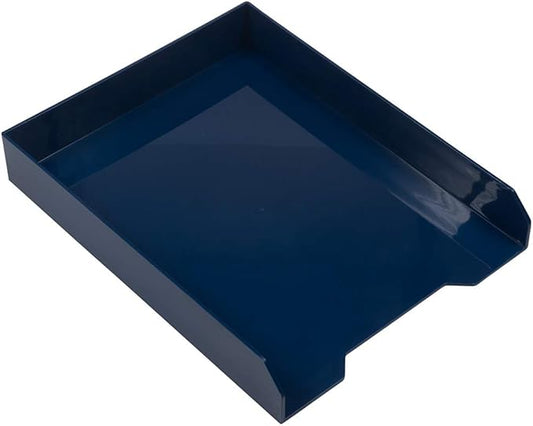 JAM PAPER Stackable Paper Trays - Navy Blue - Desktop Document, Letter, & File Organizer Tray - Sold Individually