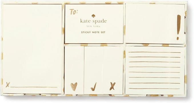 Kate Spade New York Women's Sticky Note Set, Flamingo Dot Gold (176255)