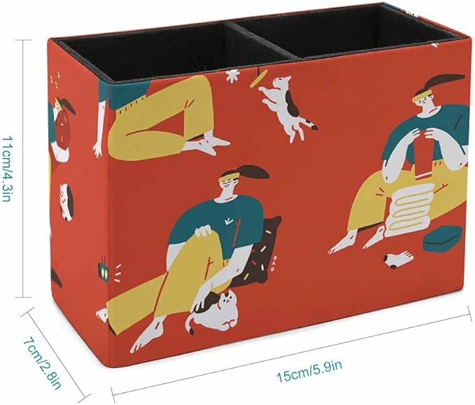 Custom Leather Pen Holder - Personalized Office & Home Storage Box with Logo, Text & Picture (Desk Pen Organizer)