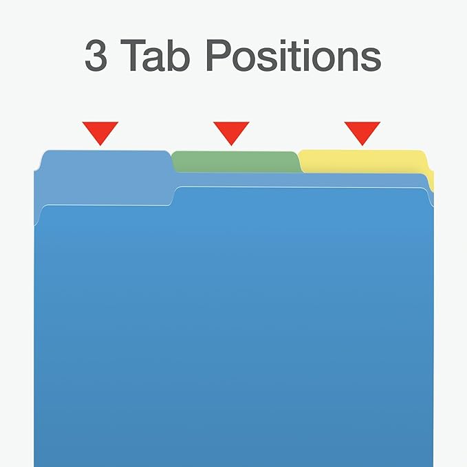 Pendaflex Heavyweight File Folders, Assorted Colors, Letter Size, 1/3-Cut Tabs, Extra Durable, 50/Box, Great for Office Filing & Organization (1006536)