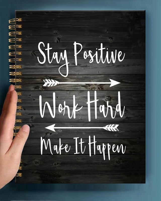 Spiral Journal Notebook,A5 Hardcover Lined Journals for Women Girl 6 x 8.3 in,120 Pages Thick Paper,Cute College Ruled Writing Notebook for Gifts Office Work School(Stay Positive Motivational)